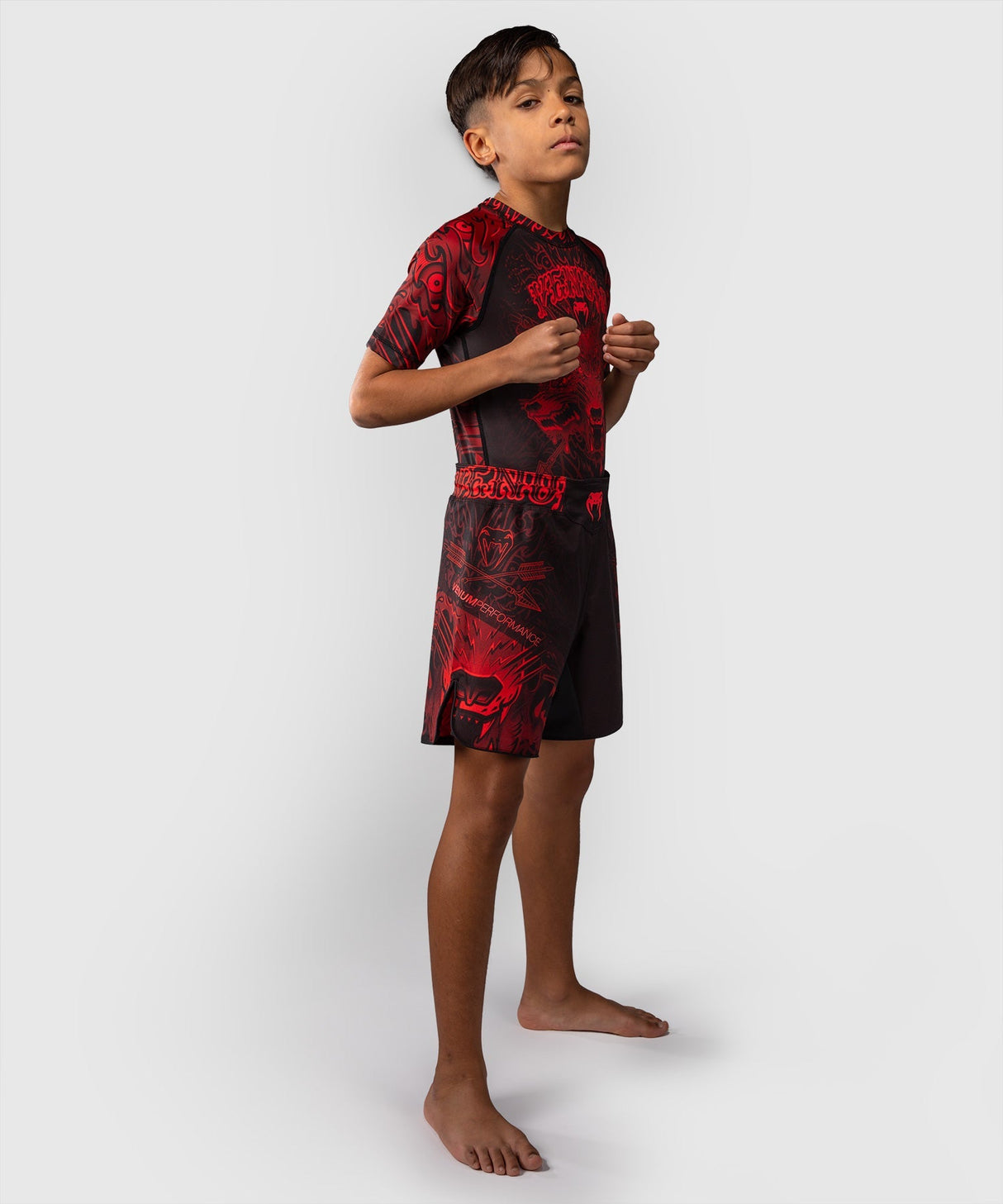 Venum MMA Shorts Wolf Atak Kinder - Schwarz/Rot