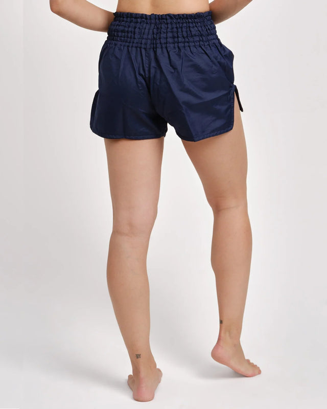 Caged Muay Thai Shorts Classic - Navy Blau/Weiss vrouw