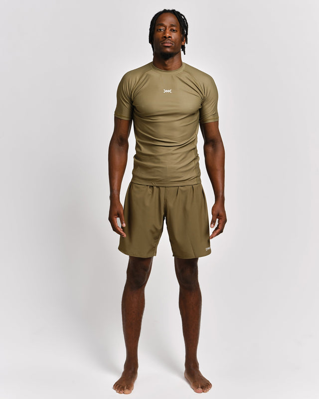 Caged Rashguard Tactical Kurzarm - Armeegrün