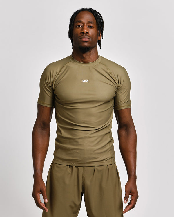 Caged Rashguard Tactical Kurzarm - Armeegrün