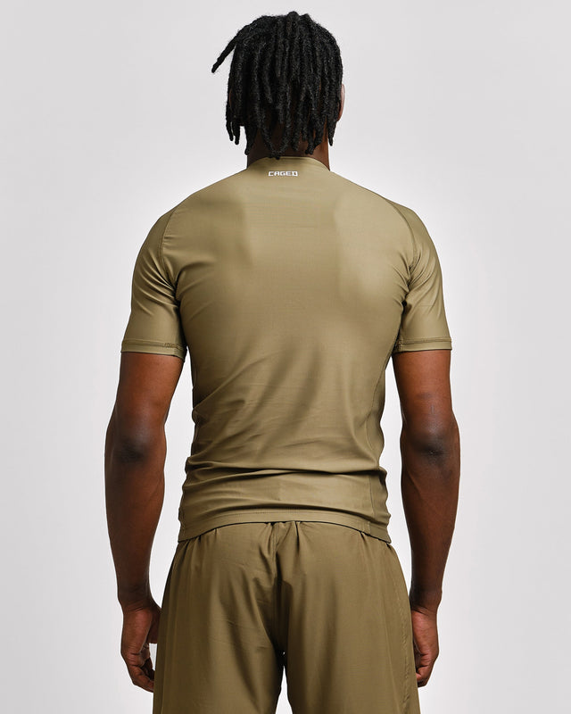 Caged Rashguard Tactical Kurzarm - Armeegrün