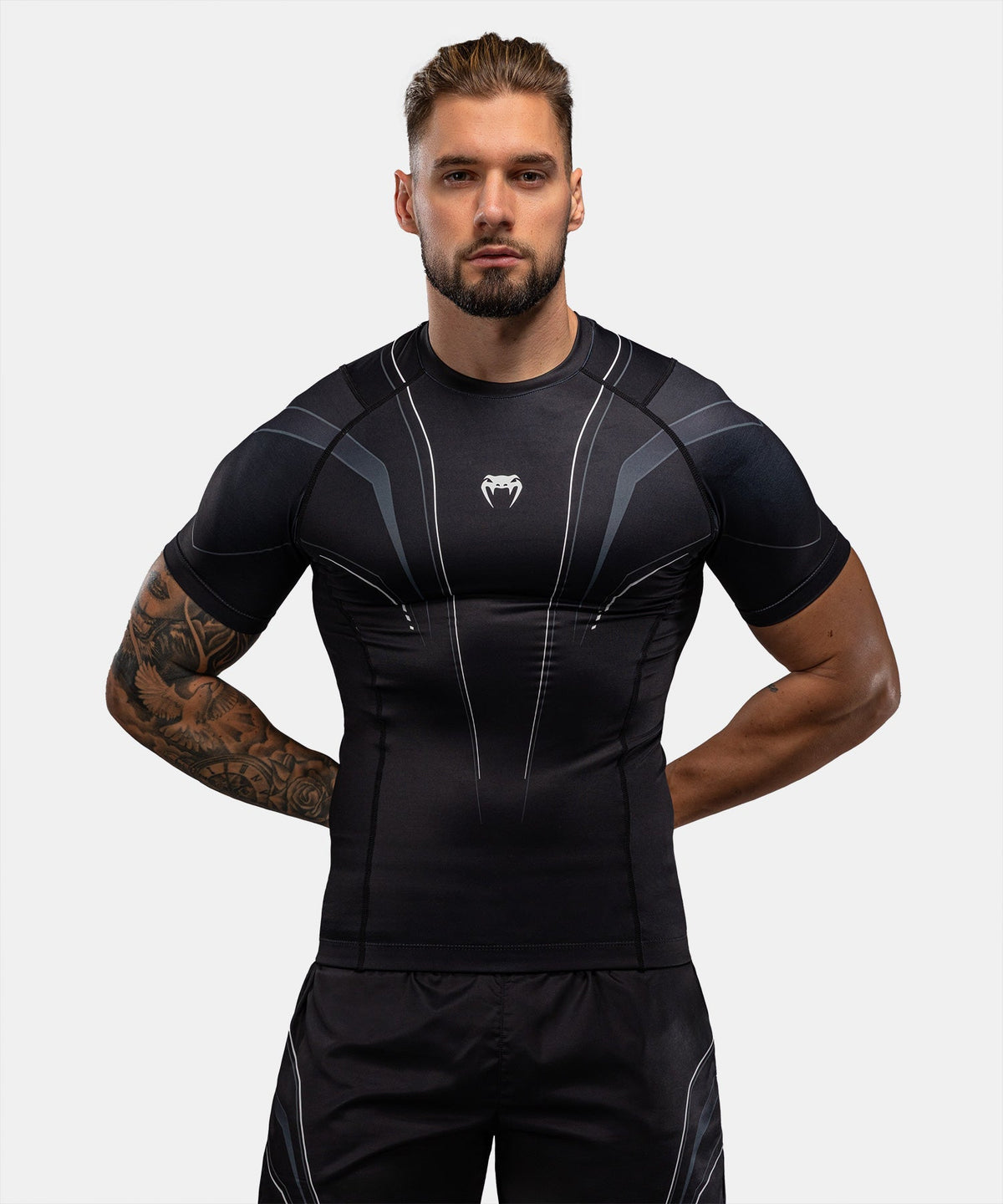 Venum Rashguard Streamline Kurzarm - Schwarz/Weiß