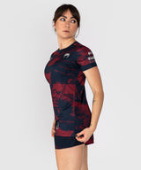 Venum UFC T-Shirt Zenith Kurzarm Damen - Marineblau/Bordeauxrot/Silber
