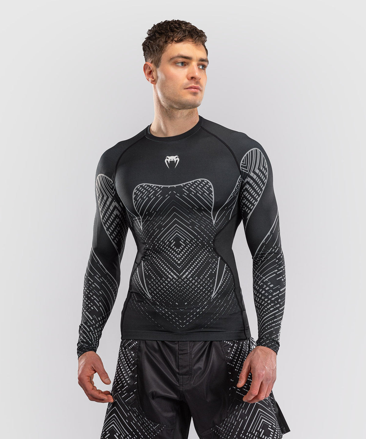 Venum Rashguard Midnight Fury Lange Mouwen - Schwarz/Grau/Silber