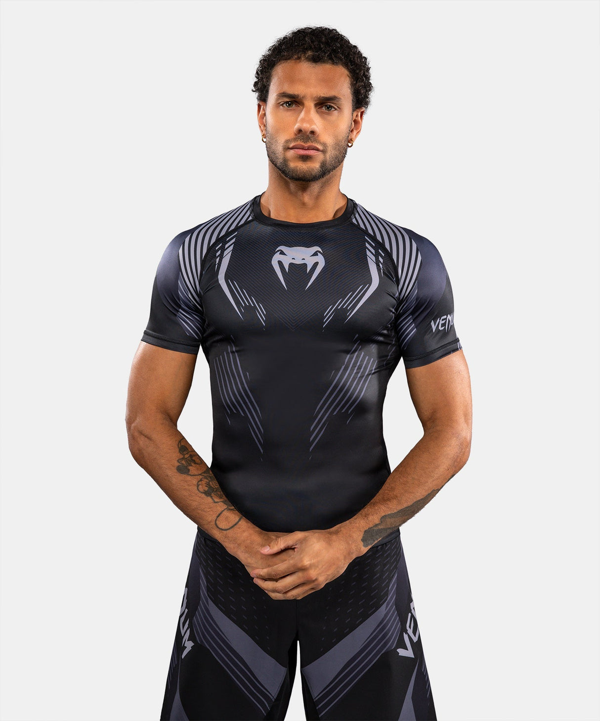 Venum Rashguard No-Gi 6.0 Kurzarm – Schwarz/Grau