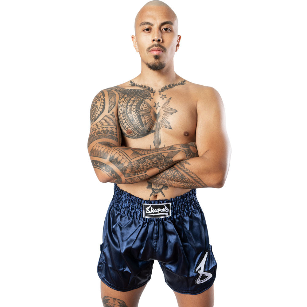 8 WEAPONS Muay Thai Shorts Strike - Dunkelblau/Weiß
