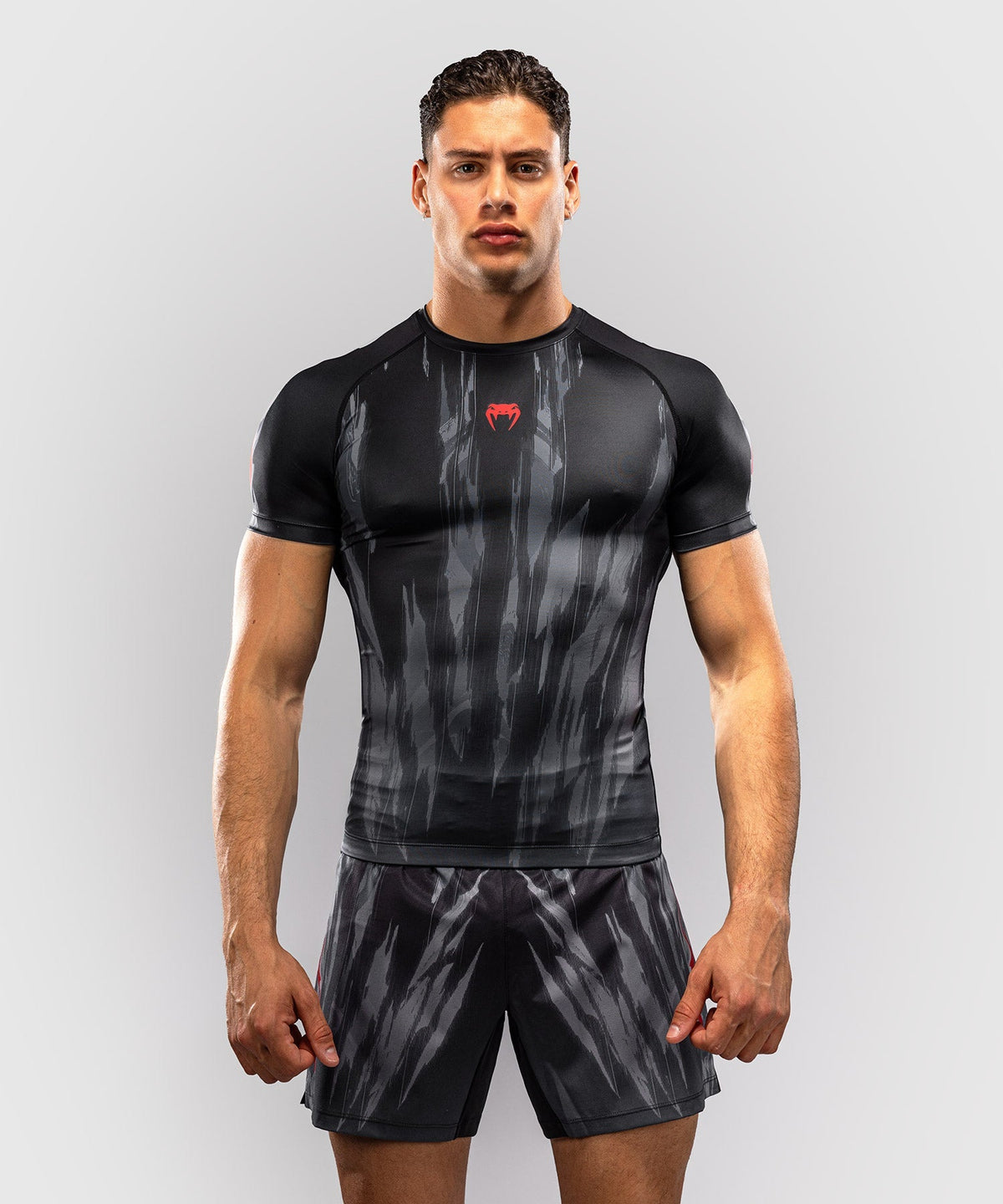 Venum Rashguard Demon Kurzarm - Schwarz/Grau