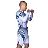 8 WEAPONS MMA Shorts Shift - Weiß/Navy/Rot