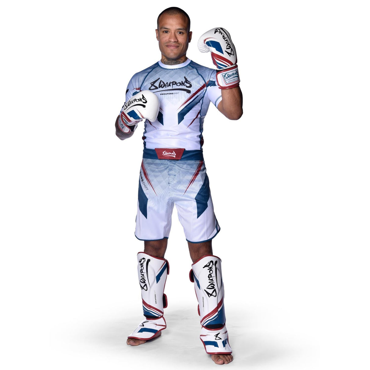 8 WEAPONS MMA Shorts Shift - Weiß/Navy/Rot