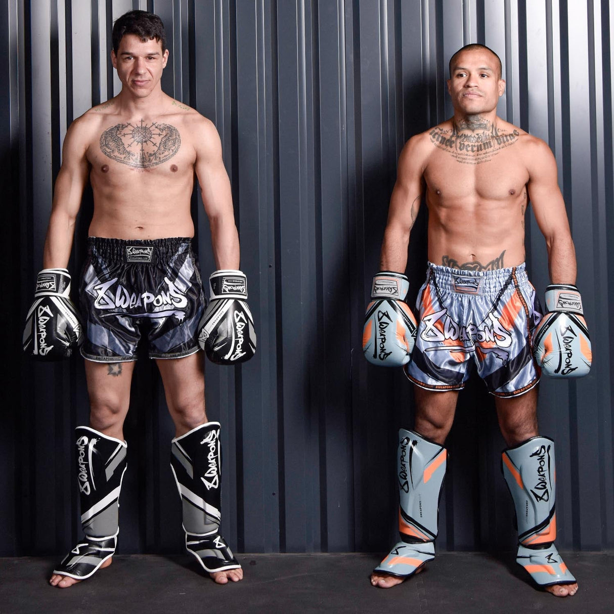 8 WEAPONS Muay Thai Shorts Shift - Eisgrau/Orange
