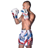 8 WEAPONS Muay Thai Shorts Shift - Weiß/Navy/Rot