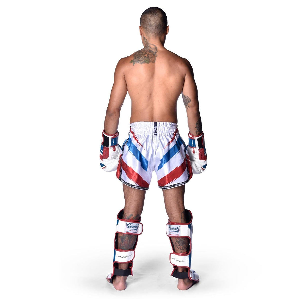 8 WEAPONS Muay Thai Shorts Shift - Weiß/Navy/Rot