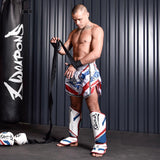 8 WEAPONS Muay Thai Shorts Shift - Weiß/Navy/Rot