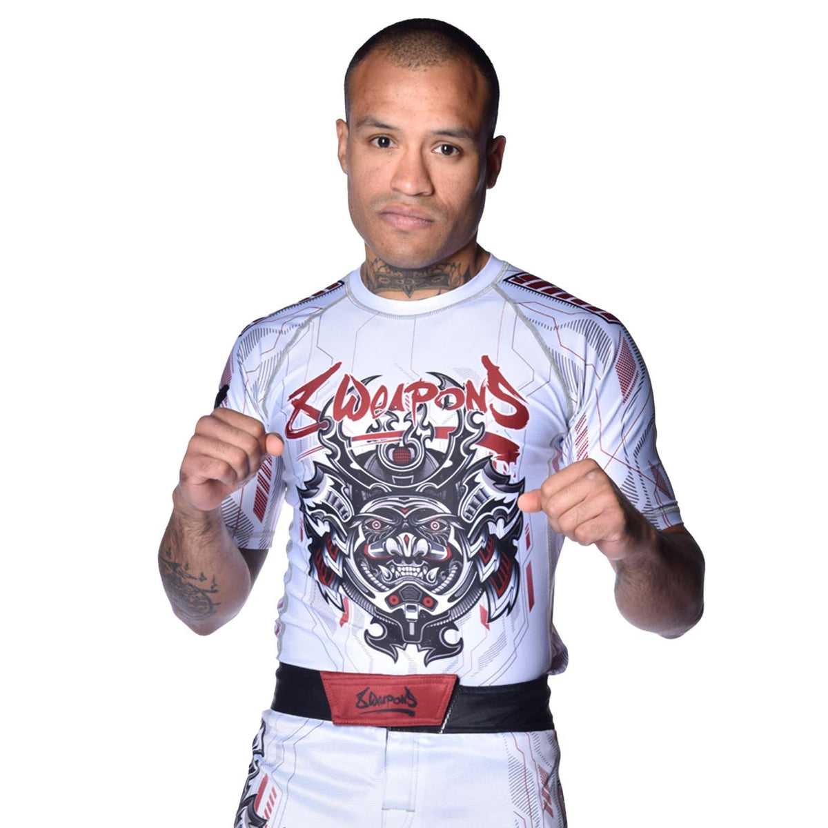 8 WEAPONS Rashguard Samurai 2.0 – Weiß/Rot
