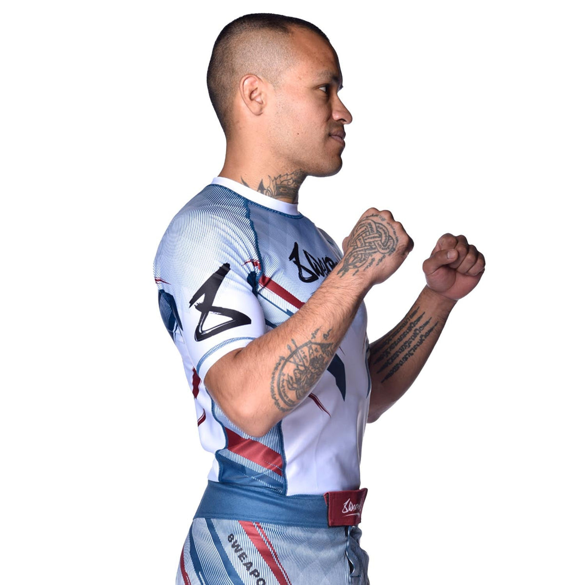 8 WEAPONS Rashguard Shift - Weiß/Navy/Rot