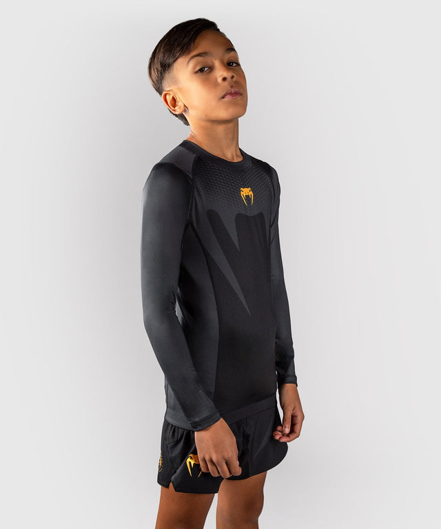 Venum Rashguard Attack Lange Ärmel Kinder - Schwarz/Gold