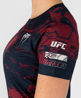 Venum UFC T-Shirt Zenith Kurzarm Damen - Marineblau/Bordeauxrot/Silber