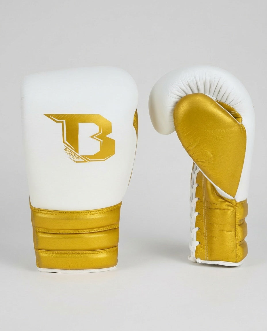 Booster Boxhandschuhe Rapid Strike mit Schnürverschluss – Weiss/Gold