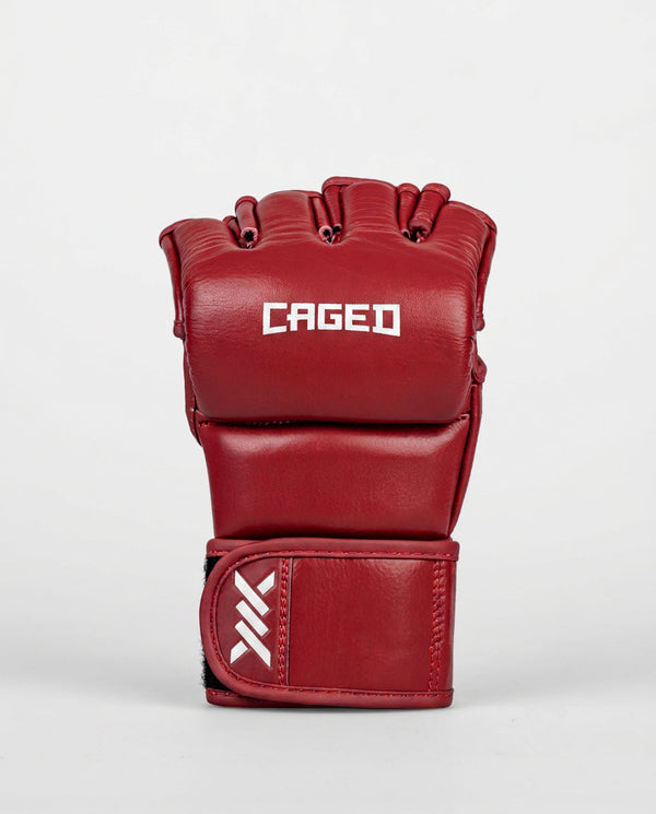 Caged MMA Handschuhe 'X' Series - Bordeauxrot/Weiss