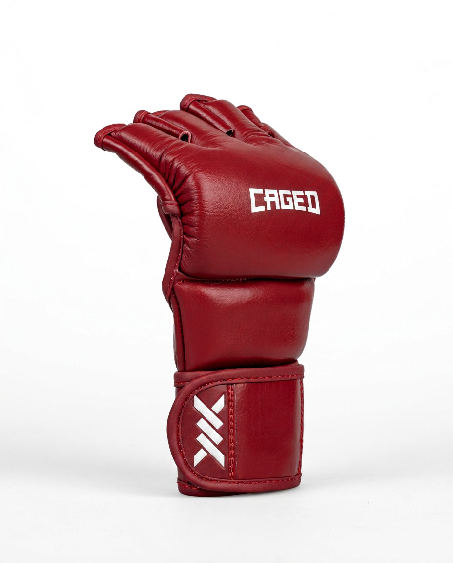 Caged MMA Handschuhe 'X' Series - Bordeauxrot/Weiss