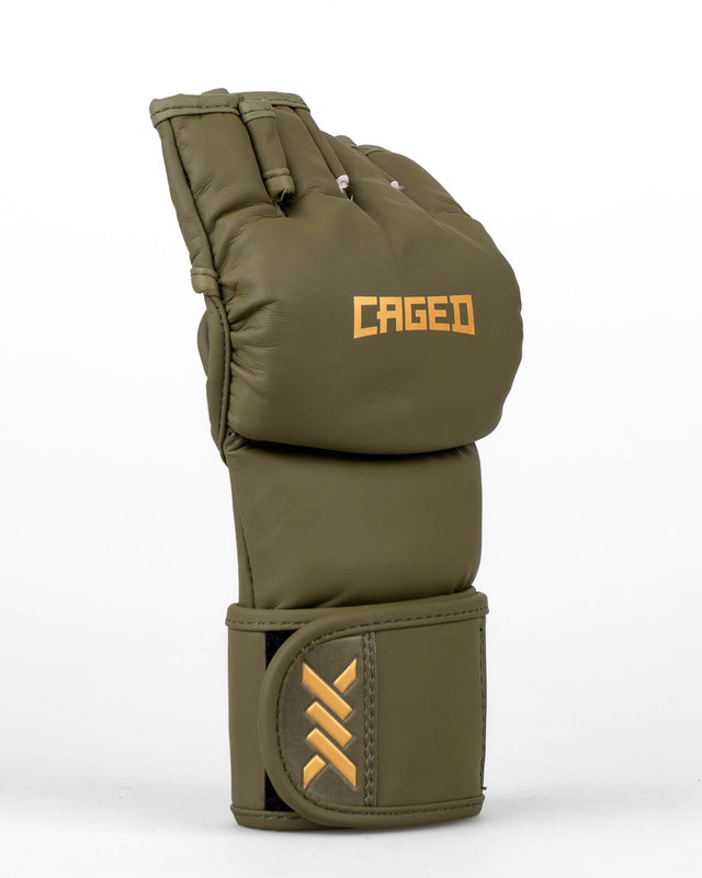 Caged MMA-Handschuhe Shadow - Khakigrün/Gold