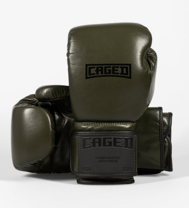 Caged Boxhandschuhe 'X' Series - Kaki Grün/Schwarz - The Fight Company Deutschland