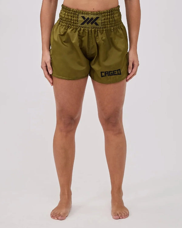Caged Classic Muay Thai Shorts - Armee Grün