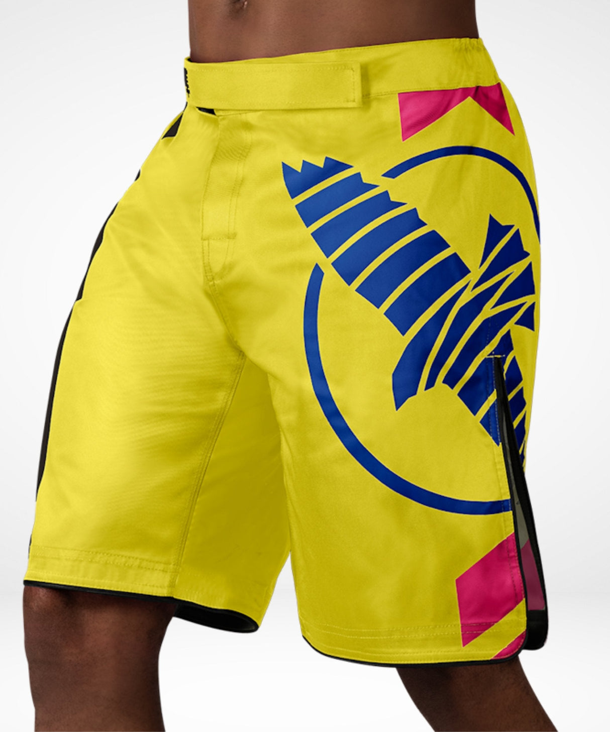 Hayabusa MMA Shorts Icon Lang - Geel/Blauw/Roze