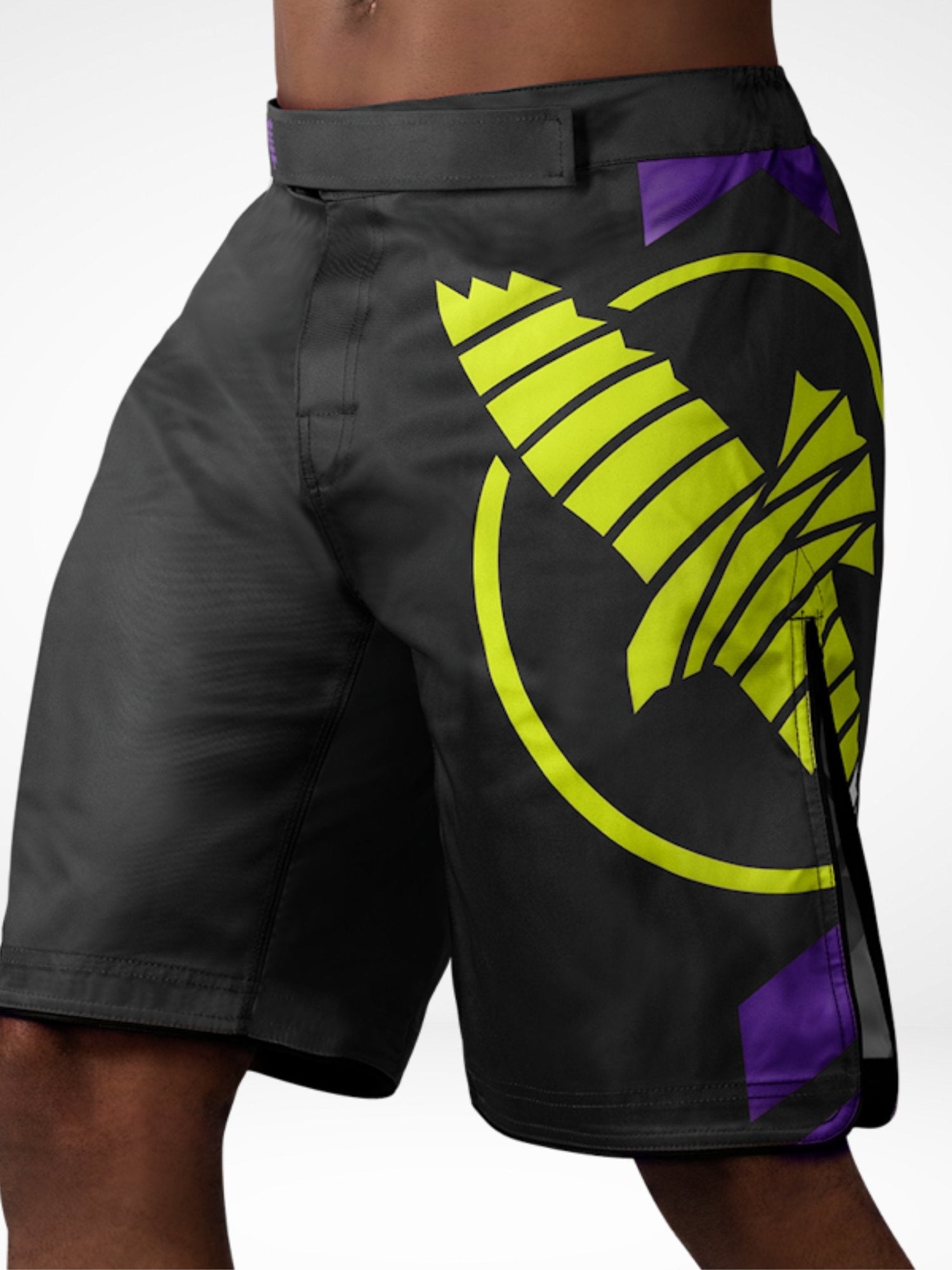 Hayabusa MMA-Shorts Icon Lang - Schwarz/Neon