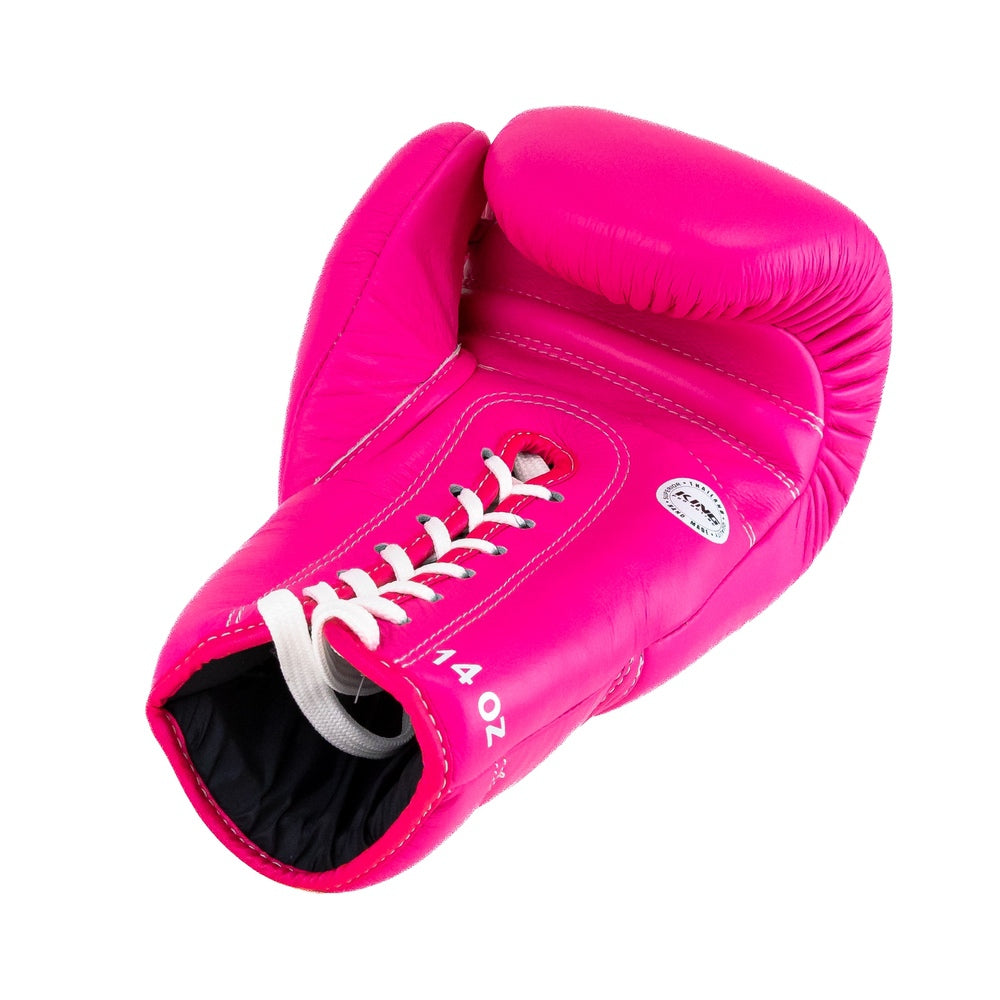 King Pro Boxing Boxhandschuhe XK mit Schnürverschluss – Pink/Weiss