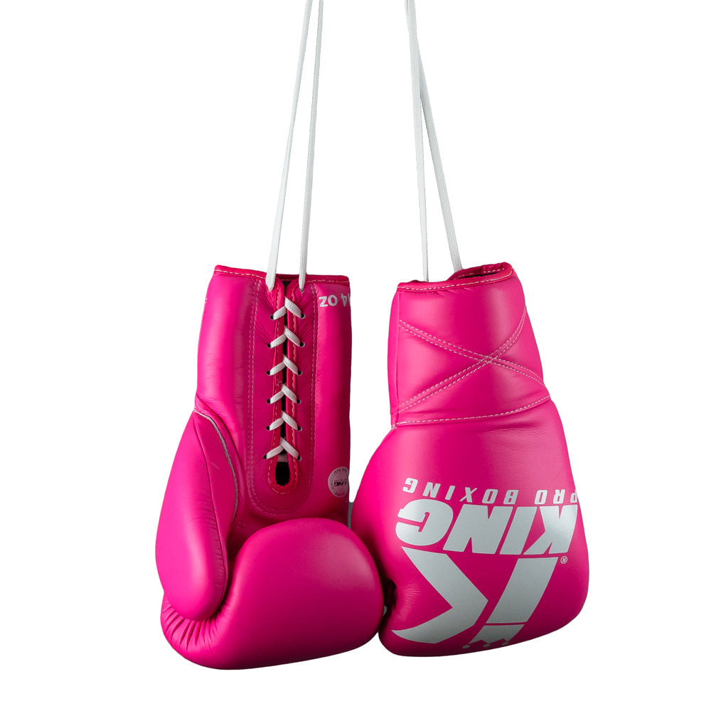 King Pro Boxing Boxhandschuhe XK mit Schnürverschluss – Pink/Weiss