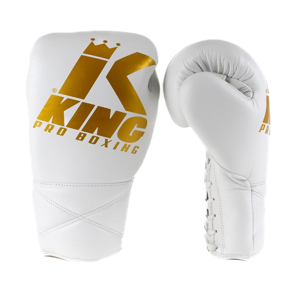 King Pro Boxing Boxhandschuhe XK mit Schnürverschluss – Weiss/Gold