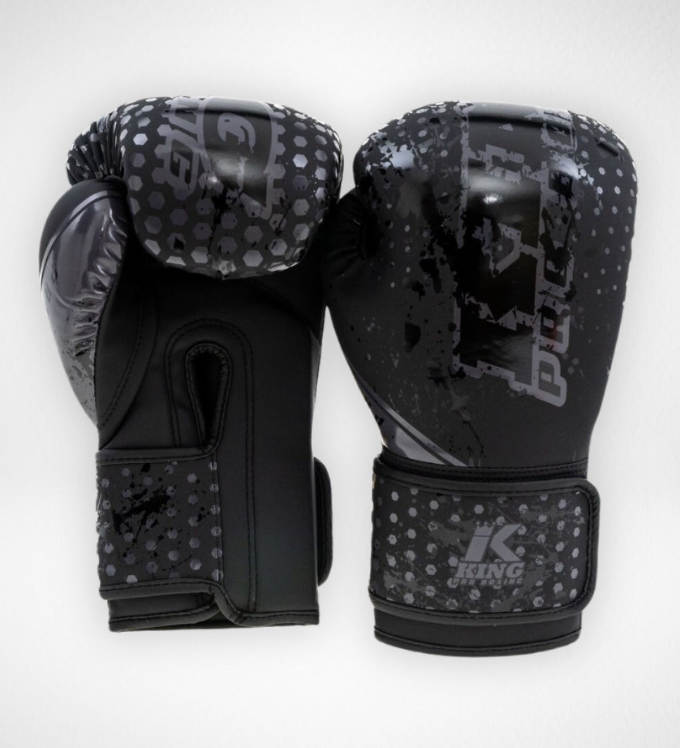 King Boxhandschuhe Kids Hexagon - Schwarz/Schwarz