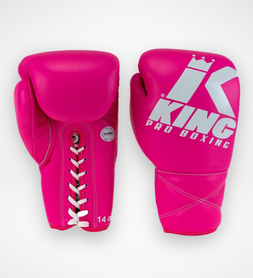 King Pro Boxing Boxhandschuhe XK mit Schnürverschluss – Pink/Weiss
