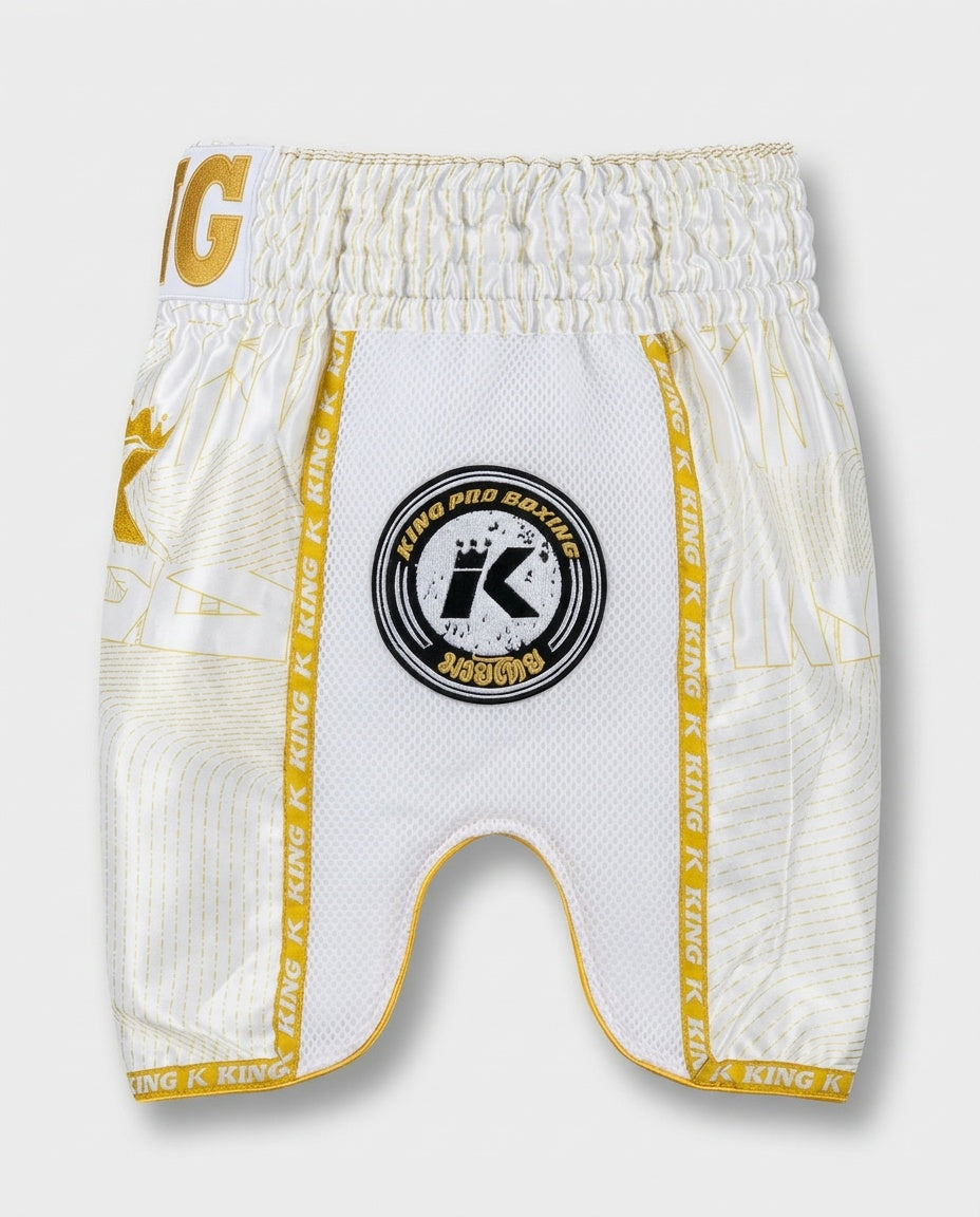 King Pro Boxing Muay Thai Shorts ‚08‘ – Weiss/Gold