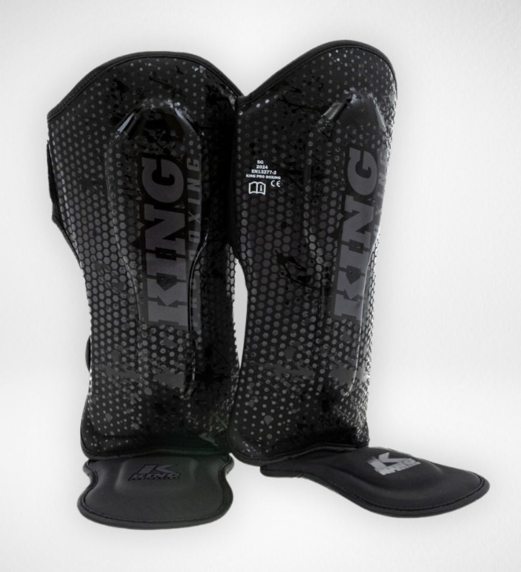 King Pro Boxing Schienbeinschoner Kids Hexagon - Schwarz/Schwarz