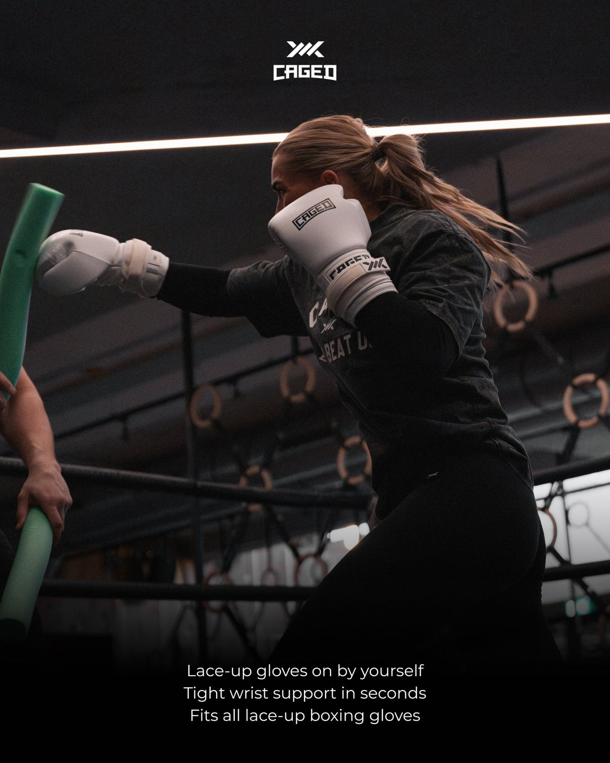 Caged Lockstrap – Schnürbare Boxhandschuhe Converter Straps – Weiss