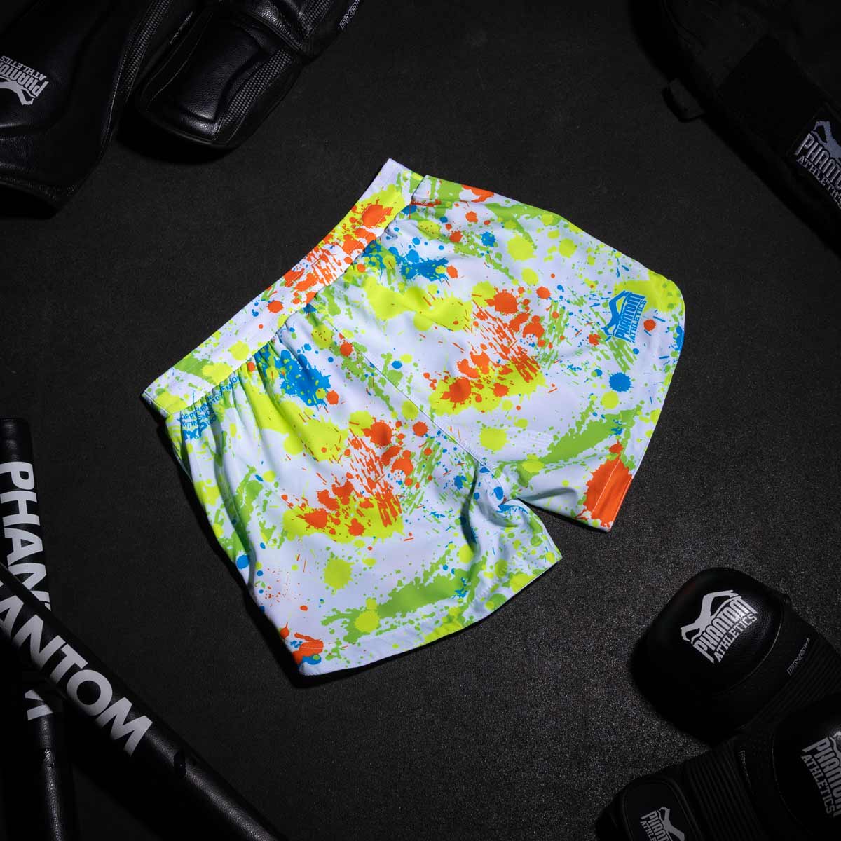 Phantom Athletics MMA Shorts Fusion Splatter - Weiß/Neon