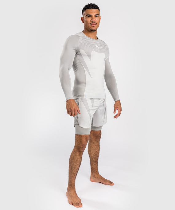 Venum Rashguard Attack Lange Ärmel - Weiss/Grau