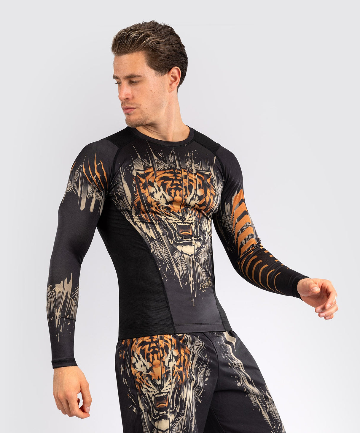 Venum Rashguard Langarm Tiger - Schwarz/Orange