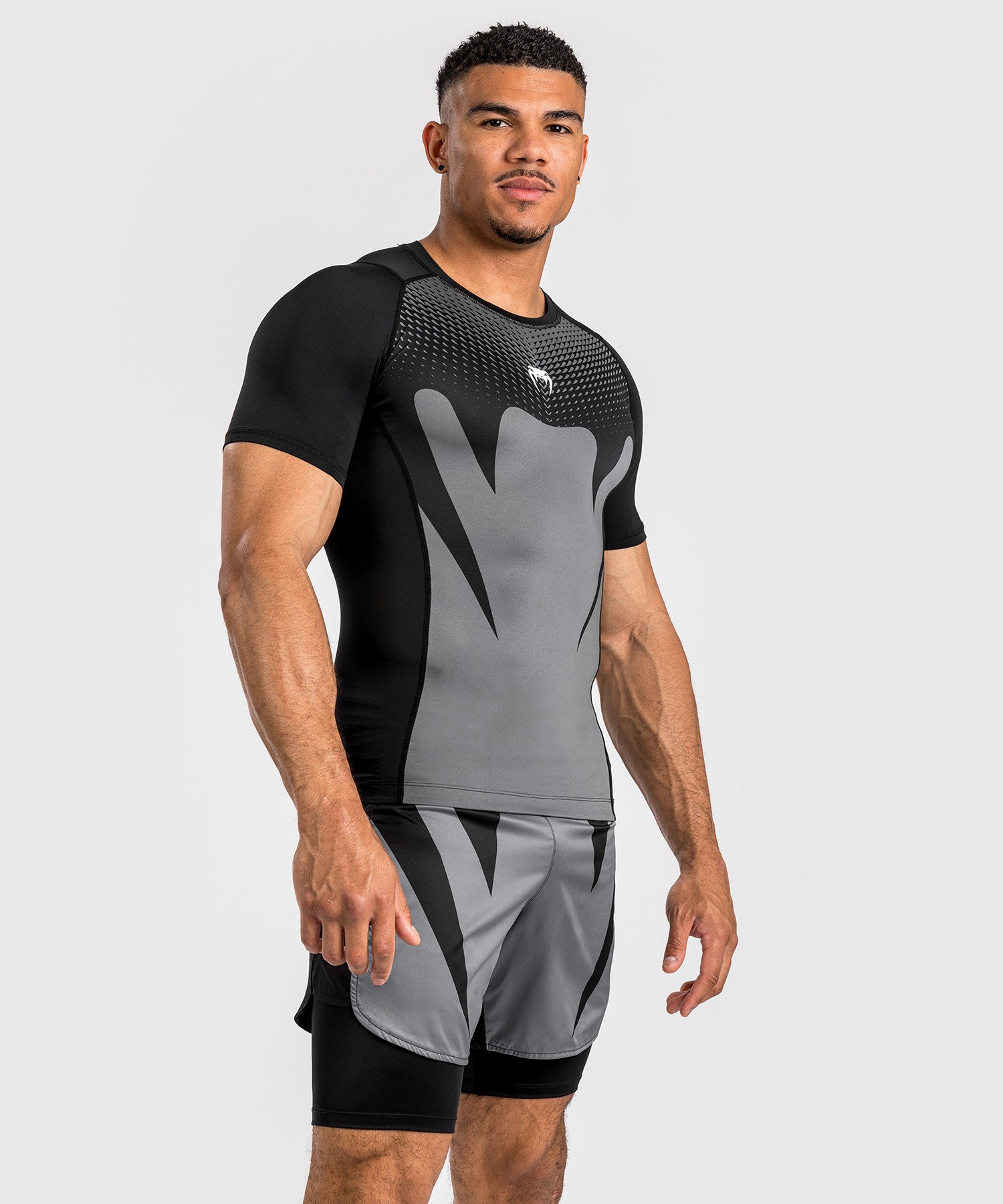 Venum Rashguard Attack Kurze Ärmel - Schwarz/Grau
