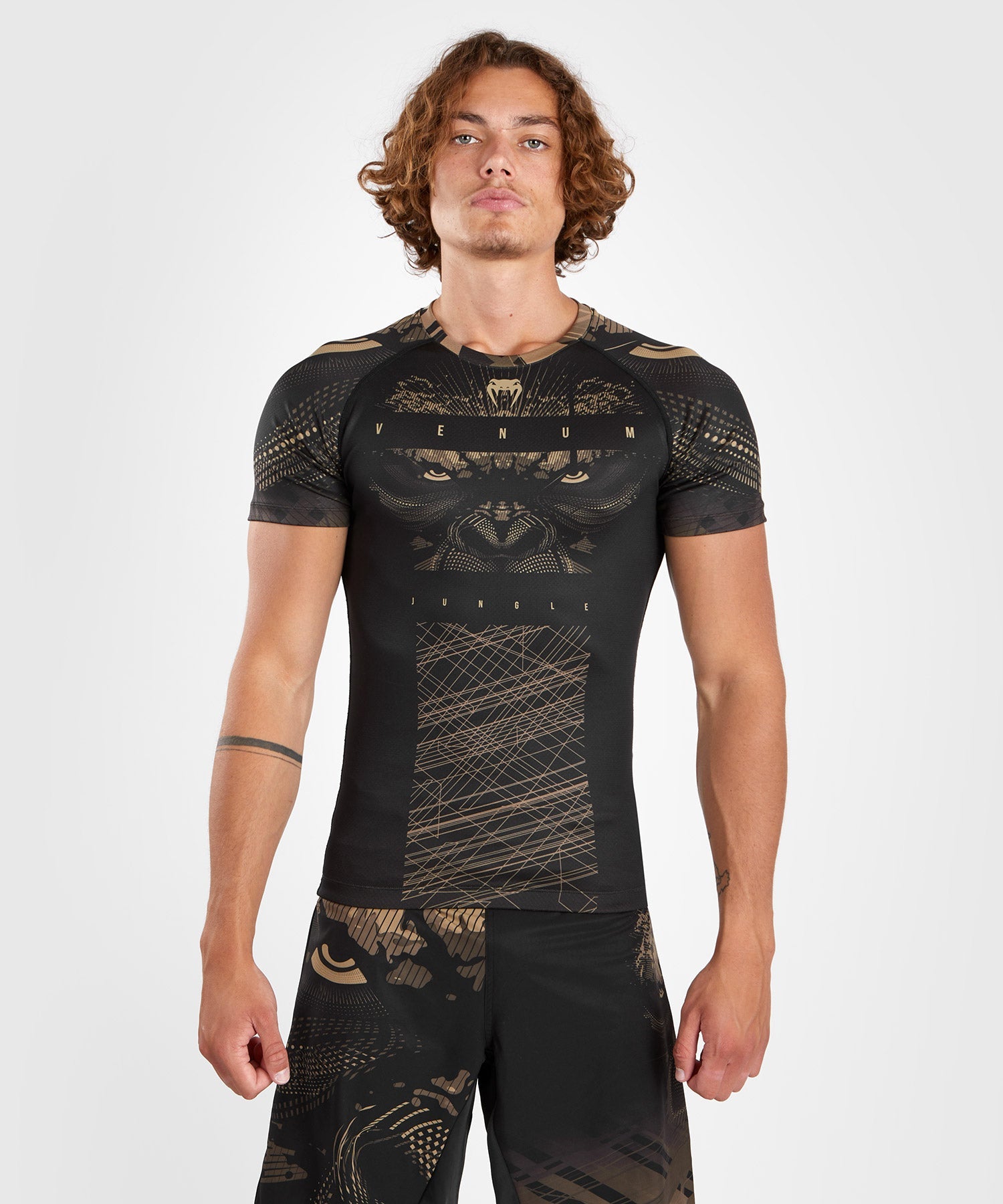 Venum Rashguard Gorilla Jungle Kurze Ärmel - Schwarz/Braun