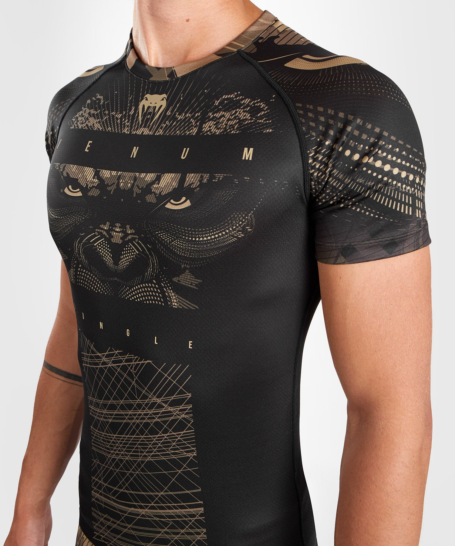 Venum Rashguard Gorilla Jungle Kurze Ärmel - Schwarz/Braun