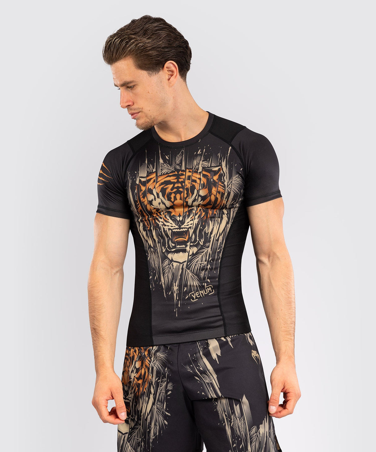 Venum Rashguard Kurze Ärmel Tiger - Schwarz/Orange