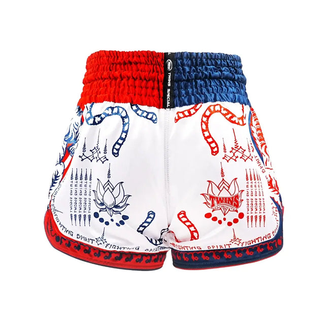 Twins Muay Thai Shorts TTBL Yant – Weiss/Blau/Rot
