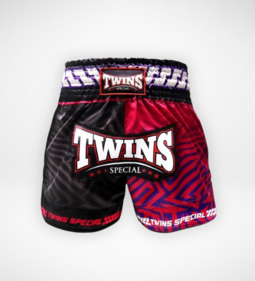 Twins Muay Thai Shorts TTBL Maze – Schwarz/Pink