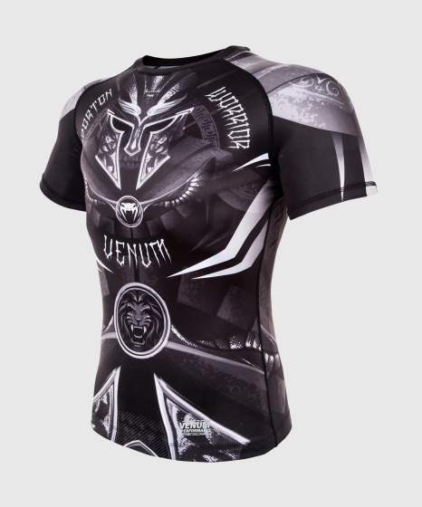 Venum Rashguard Gladiator 3.0 Kurzarm – Schwarz/Grau/Weiss