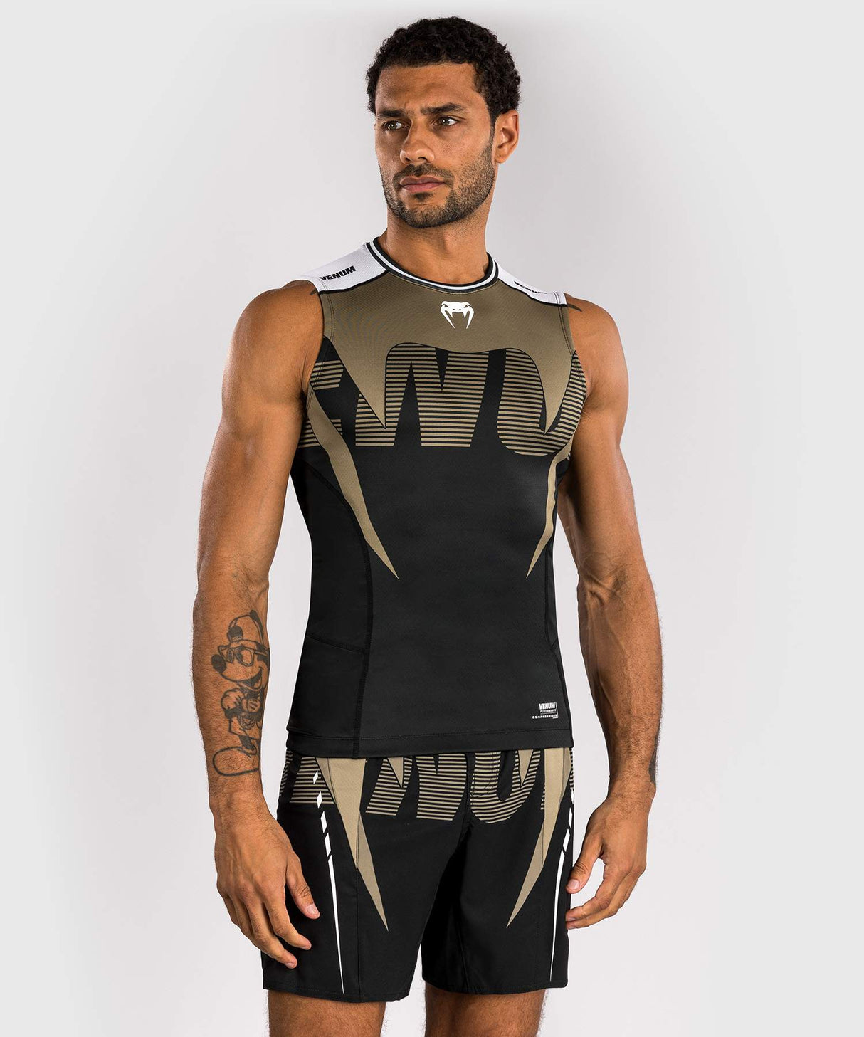 Venum Rashguard Ärmellos Adrenaline – Schwarz/Sand