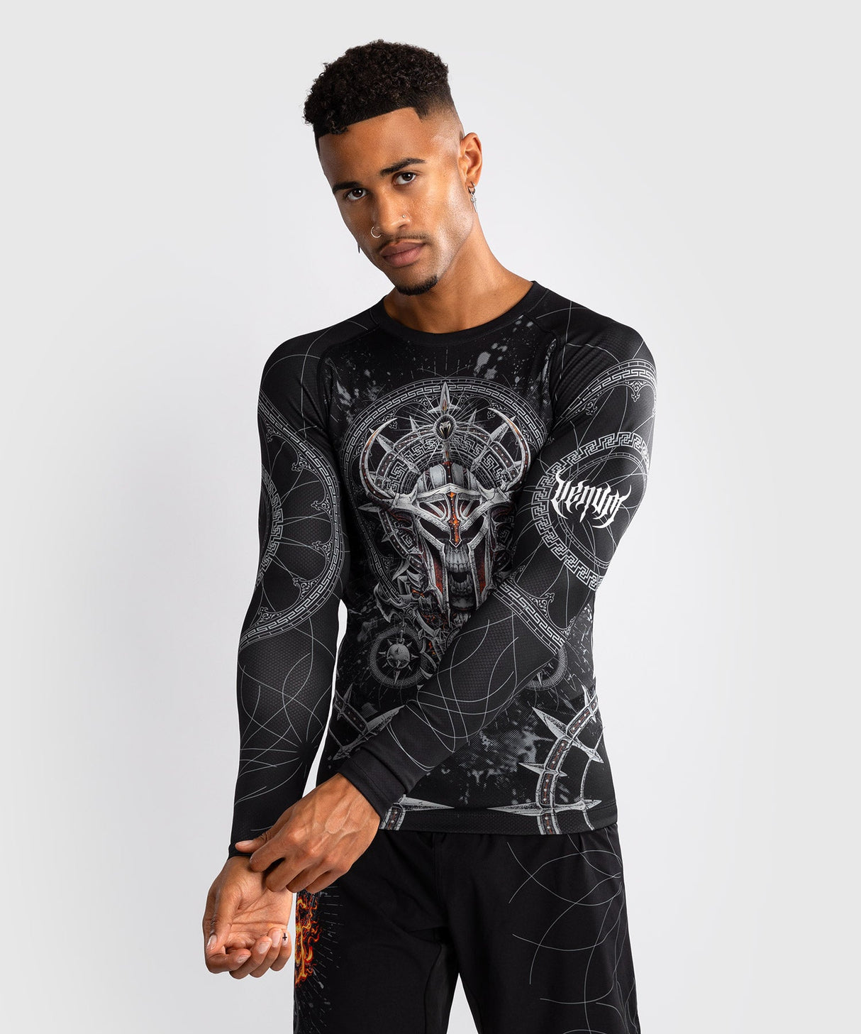 Venum Rashguard Gladiator 5.0 Langarm - Schwarz/Silber