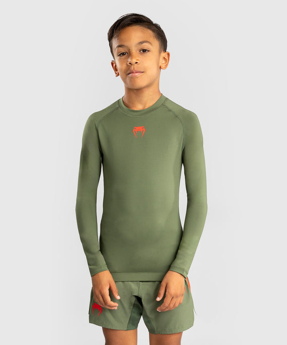 Venum Rashguard Contender Kids – Langarm – Armeegrün/Orange